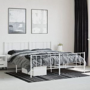 vidaXL vidaXL Metalowa rama łóżka z wezgłowiem i zanóżkiem, biała, 183x213 cm 4