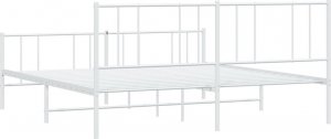vidaXL vidaXL Metalowa rama łóżka z wezgłowiem i zanóżkiem, biała, 183x213 cm 8