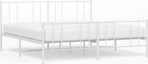 vidaXL vidaXL Metalowa rama łóżka z wezgłowiem i zanóżkiem, biała, 200x200 cm 2
