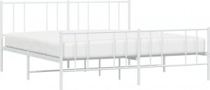 vidaXL vidaXL Metalowa rama łóżka z wezgłowiem i zanóżkiem, biała, 200x200 cm 3