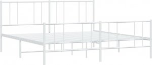 vidaXL vidaXL Metalowa rama łóżka z wezgłowiem i zanóżkiem, biała, 200x200 cm 5