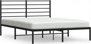 vidaXL vidaXL Metalowa rama łóżka z wezgłowiem, czarna, 135x190 cm 2