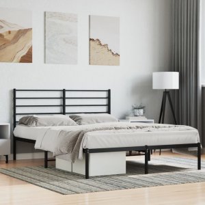 vidaXL vidaXL Metalowa rama łóżka z wezgłowiem, czarna, 135x190 cm 3