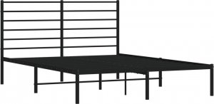 vidaXL vidaXL Metalowa rama łóżka z wezgłowiem, czarna, 135x190 cm 5