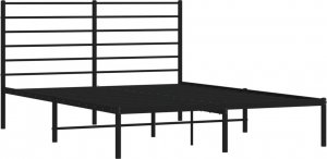 vidaXL vidaXL Metalowa rama łóżka z wezgłowiem, czarna, 160x200 cm 5