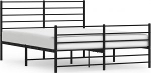 vidaXL vidaXL Metalowa rama łóżka z wezgłowiem i zanóżkiem, czarna, 150x200cm 2