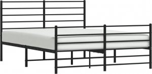 vidaXL vidaXL Metalowa rama łóżka z wezgłowiem i zanóżkiem, czarna, 150x200cm 4