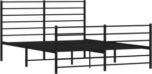 vidaXL vidaXL Metalowa rama łóżka z wezgłowiem i zanóżkiem, czarna, 150x200cm 5