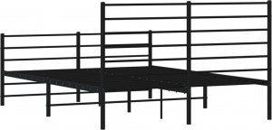 vidaXL vidaXL Metalowa rama łóżka z wezgłowiem i zanóżkiem, czarna, 150x200cm 8