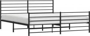 vidaXL vidaXL Metalowa rama łóżka z wezgłowiem i zanóżkiem, czarna, 200x200cm 4