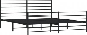 vidaXL vidaXL Metalowa rama łóżka z wezgłowiem i zanóżkiem, czarna, 200x200cm 5
