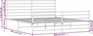 vidaXL vidaXL Metalowa rama łóżka z wezgłowiem i zanóżkiem, czarna, 200x200cm 10