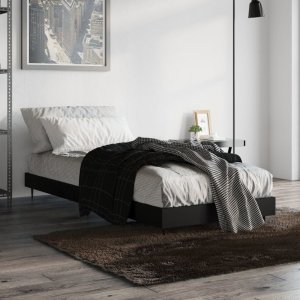 vidaXL vidaXL Rama łóżka, czarna, 75x190 cm, materiał drewnopochodny 4