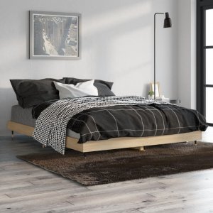 vidaXL vidaXL Rama łóżka, dąb sonoma, 135x190 cm, materiał drewnopochodny 1