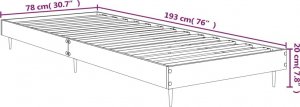 vidaXL vidaXL Rama łóżka, szarość betonu, 75x190 cm, materiał drewnopochodny 9