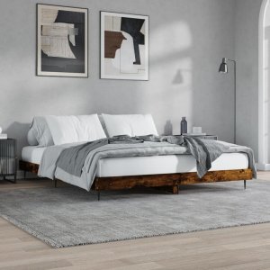 vidaXL vidaXL Rama łóżka, przydymiony dąb, 200x200cm, materiał drewnopochodny 4