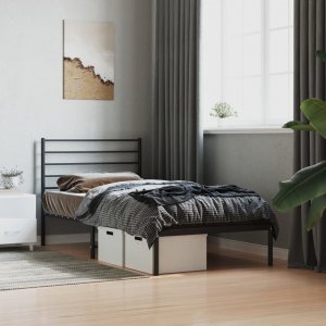 vidaXL vidaXL Metalowa rama łóżka z wezgłowiem, czarna, 75x190 cm 3