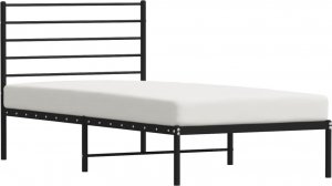 vidaXL vidaXL Metalowa rama łóżka z wezgłowiem, czarna, 75x190 cm 4