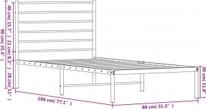 vidaXL vidaXL Metalowa rama łóżka z wezgłowiem, czarna, 75x190 cm 10