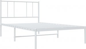 vidaXL vidaXL Metalowa rama łóżka z wezgłowiem, biała, 75x190 cm 5