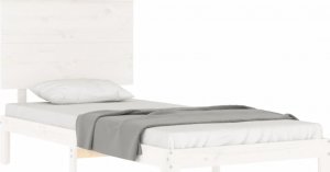 vidaXL vidaXL Rama łóżka z wezgłowiem, biała, 3FT, pojedyncza, lite drewno 4