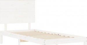 vidaXL vidaXL Rama łóżka z wezgłowiem, biała, 3FT, pojedyncza, lite drewno 5