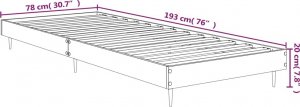 vidaXL vidaXL Rama łóżka, przydymiony dąb, 75x190 cm, materiał drewnopochodny 9