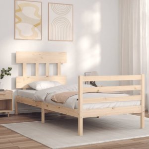 vidaXL vidaXL Rama łóżka z wezgłowiem, 90x200 cm, lite drewno 1
