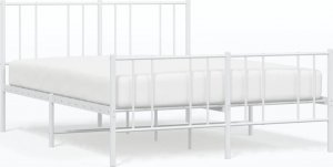 vidaXL vidaXL Metalowa rama łóżka z wezgłowiem i zanóżkiem, biała, 120x190 cm 2