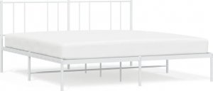 vidaXL vidaXL Metalowa rama łóżka z wezgłowiem, biała, 200x200 cm 2