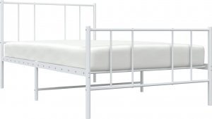 vidaXL vidaXL Metalowa rama łóżka z wezgłowiem i zanóżkiem, biała, 75x190 cm 3