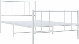 vidaXL vidaXL Metalowa rama łóżka z wezgłowiem i zanóżkiem, biała, 75x190 cm 5