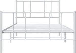 vidaXL vidaXL Metalowa rama łóżka z wezgłowiem i zanóżkiem, biała, 75x190 cm 6