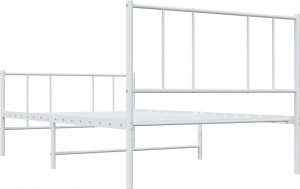 vidaXL vidaXL Metalowa rama łóżka z wezgłowiem i zanóżkiem, biała, 75x190 cm 8