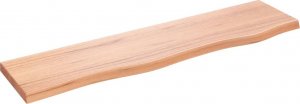 vidaXL vidaXL Półka, jasnobrązowa, 80x20x2 cm, lakierowane lite drewno dębowe 1