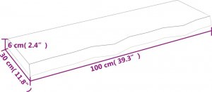 vidaXL vidaXL Półka, jasnobrązowa, 100x30x6cm, lakierowane lite drewno dębowe 4