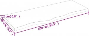 vidaXL vidaXL Półka, 100x40x2 cm, surowe lite drewno dębowe 4