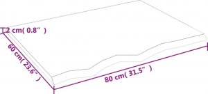 vidaXL vidaXL Półka, 80x60x2 cm, surowe lite drewno dębowe 4
