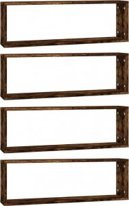 vidaXL vidaXL Półki ścienne, 4 szt., przydymiony dąb, 80x15x26,5 cm 2