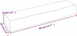 vidaXL vidaXL Półka, 40x10x6 cm, surowe lite drewno dębowe 4