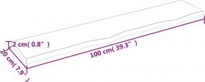 vidaXL vidaXL Półka, 100x20x2 cm, surowe lite drewno dębowe 4