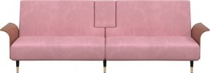 vidaXL vidaXL Rozkładana kanapa z uchwytami na napoje, różowa, aksamit 3