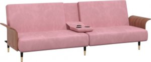 vidaXL vidaXL Rozkładana kanapa z uchwytami na napoje, różowa, aksamit 4