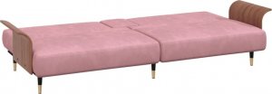 vidaXL vidaXL Rozkładana kanapa z uchwytami na napoje, różowa, aksamit 7