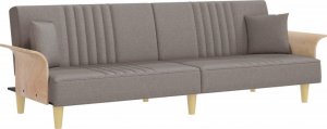 vidaXL vidaXL Rozkładana kanapa z podłokietnikami, kolor taupe, obita tkaniną 2