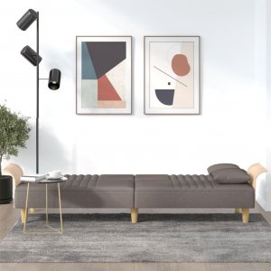 vidaXL vidaXL Rozkładana kanapa z podłokietnikami, kolor taupe, obita tkaniną 3