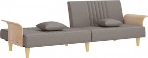 vidaXL vidaXL Rozkładana kanapa z podłokietnikami, kolor taupe, obita tkaniną 7