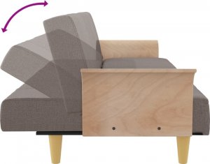 vidaXL vidaXL Rozkładana kanapa z podłokietnikami, kolor taupe, obita tkaniną 9