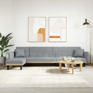 vidaXL vidaXL Sofa rozkładana L, jasnoszara, 275x140x70 cm, tkanina 1