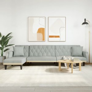 vidaXL vidaXL Sofa rozkładana L, jasnoszara, 271x140x70 cm, aksamit 1